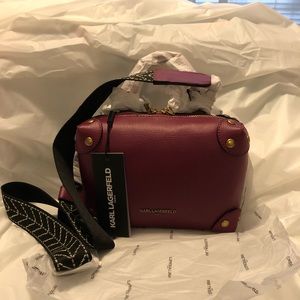 KARL LAGERFELD PARIS Valette Two-Way Crossbody Bag in Red Plum